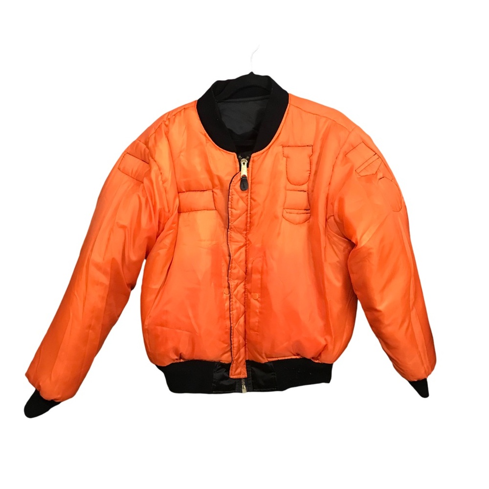 Ultra Force MA-1 Men’s Black/Orange Reversible Bomber Flyer Jacket Medium - Picture 8 of 9
